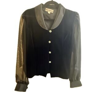 Dressbarn Vintage Black Velvet and Sheer top